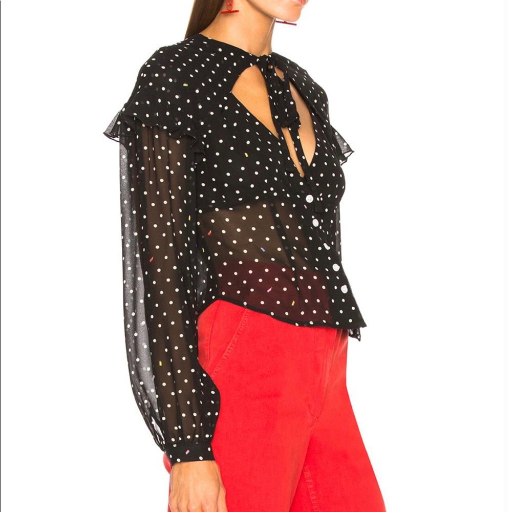 Sandy Liang polka dot chiffon blouse